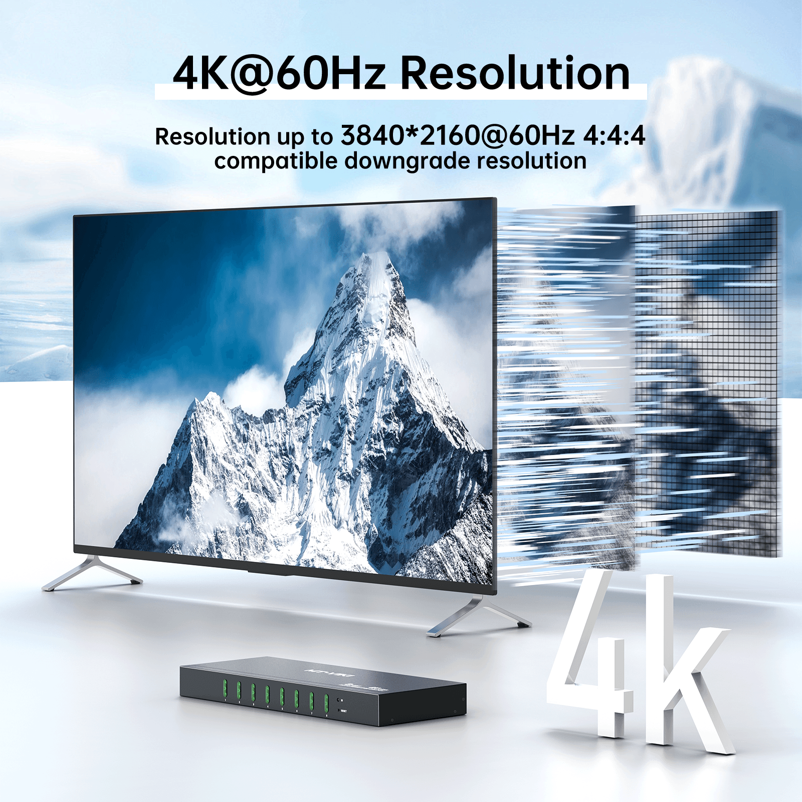 Industrial KVM Switch 8 port HDMI 4K 60HZ + Cables, Hotkey/OSD/Daisy（0801HK） - MT-VIKI