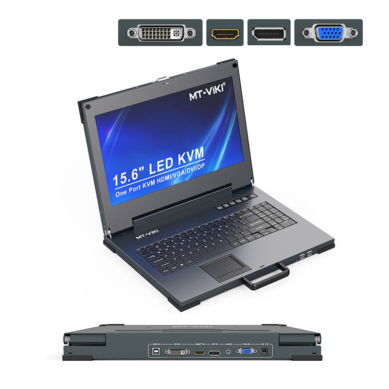 4K 15.6" LCD KVM Switch Console 1 port HDMI/VGA/DVI/DP Portable（1561UL） - MT-VIKI