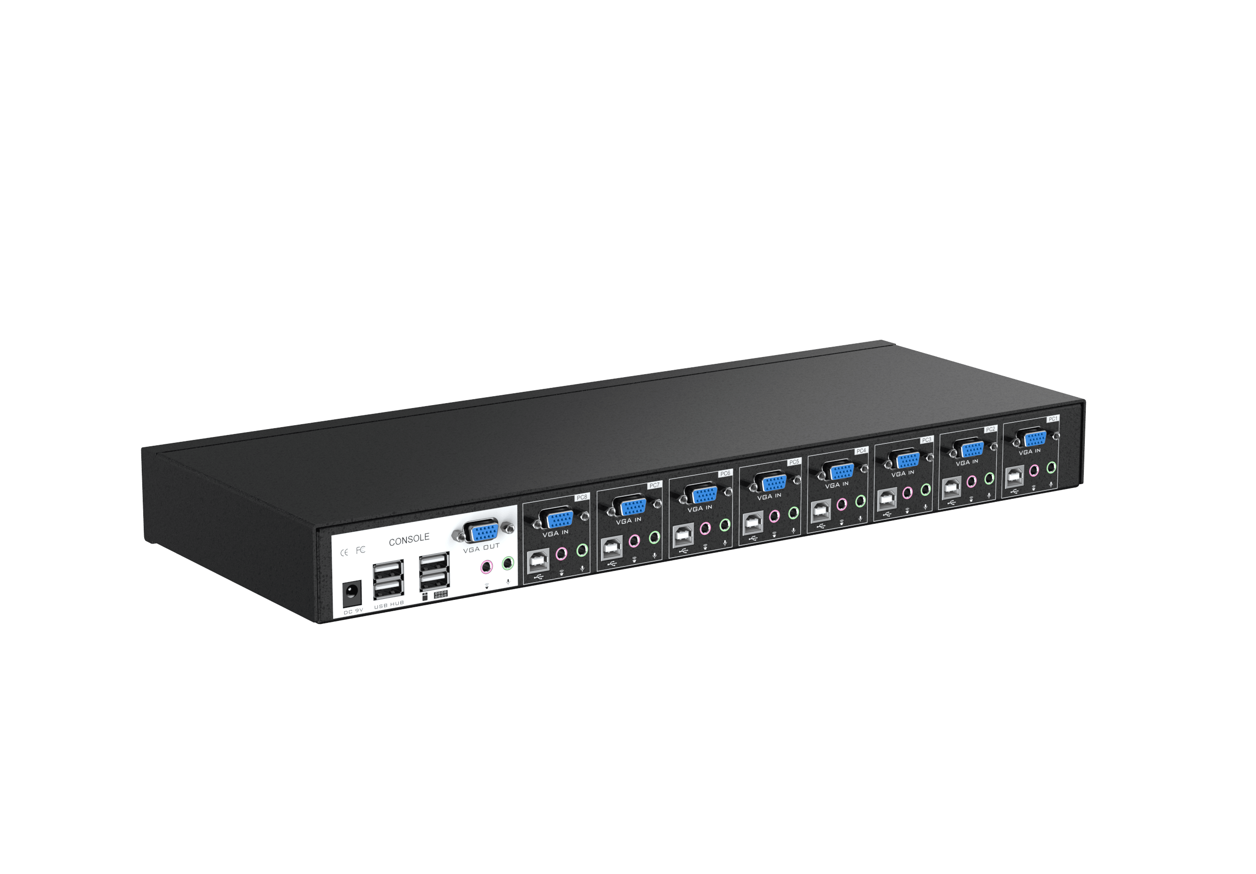 Industrial VGA KVM Switch Console 8 port + Cables, Hotkey/OSD/Daisy Chain（0801VK） - MT-VIKI
