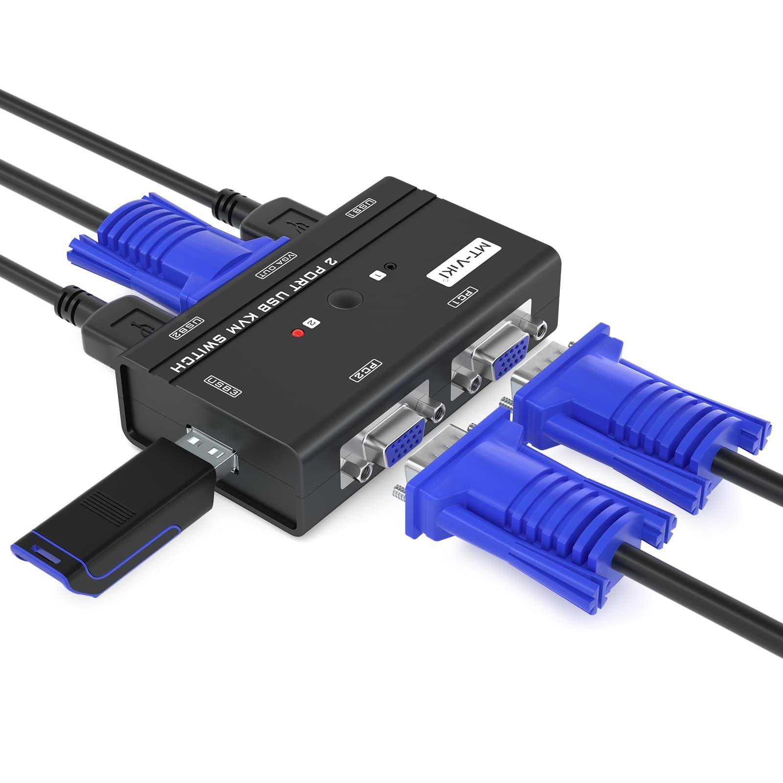 2 Port Desktop USB VGA KVM Switch VGA + Cables (2in1)（260KL） - MT-VIKI