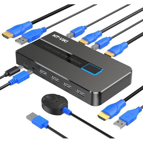 4K@60Hz KVM Switches HDMI 2 Port, 2 Computers 1 Monitor Share Keyboard Mouse Printer（KH2S） - MT-VIKI