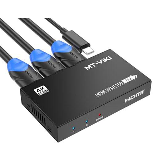 4K HDMI Splitter 1 in 2 Out, MT-VIKI Slim USB C Powered HDMI Splitter 1x2 for Dual Monitor（SP102-B） - MT-VIKI