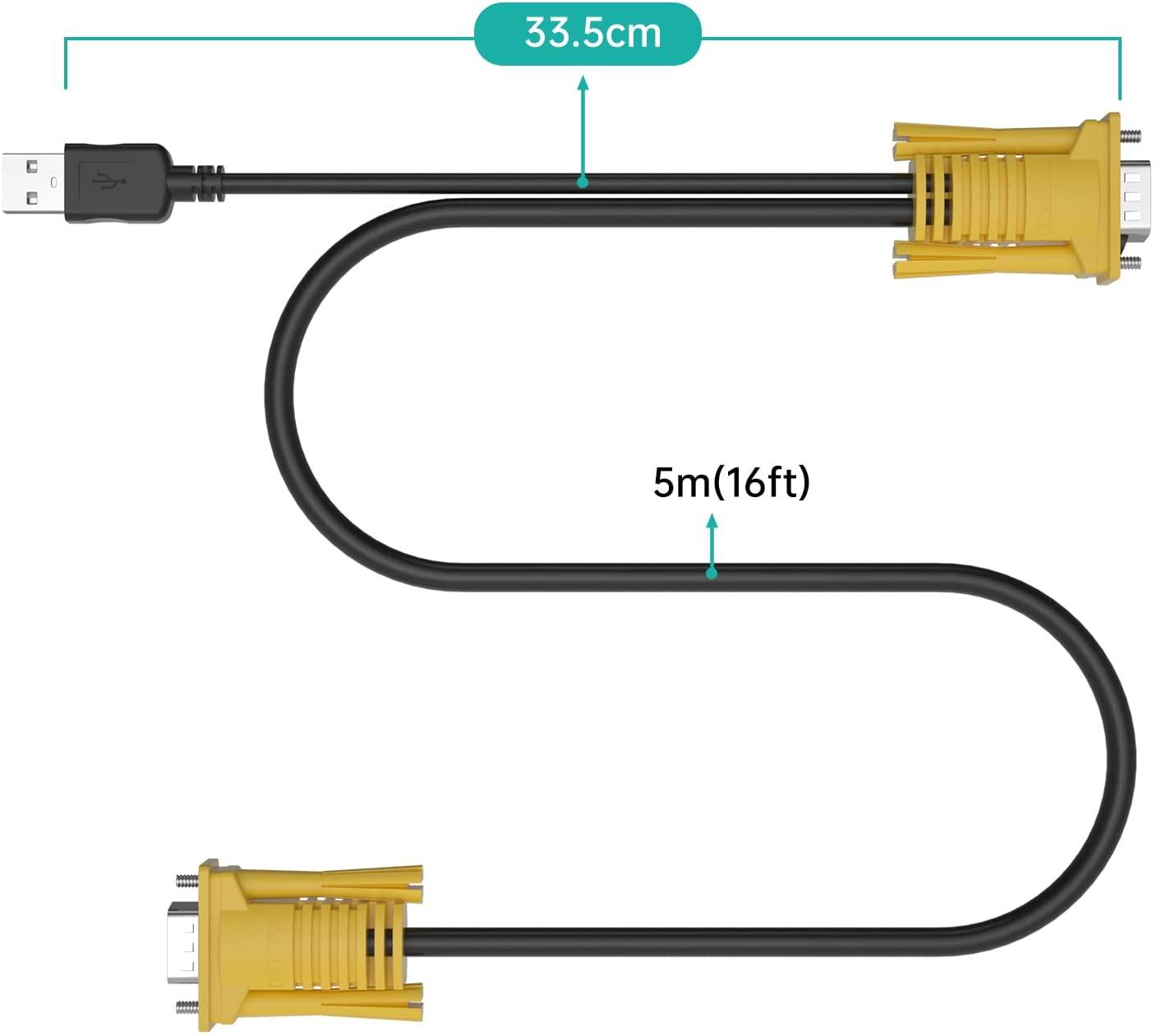 USB VGA KVM Switch Cable 3m (10ft) 2-in-1 - MT-VIKI