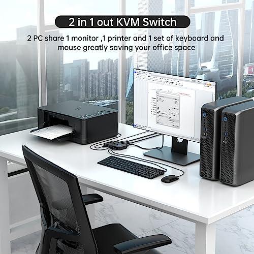 4K@60Hz KVM Switches HDMI 2 Port, 2 Computers 1 Monitor Share Keyboard Mouse Printer（KH2S） - MT-VIKI