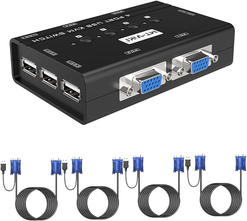 4 Port Desktop KVM Switch VGA + Cables（460KL） - MT-VIKI
