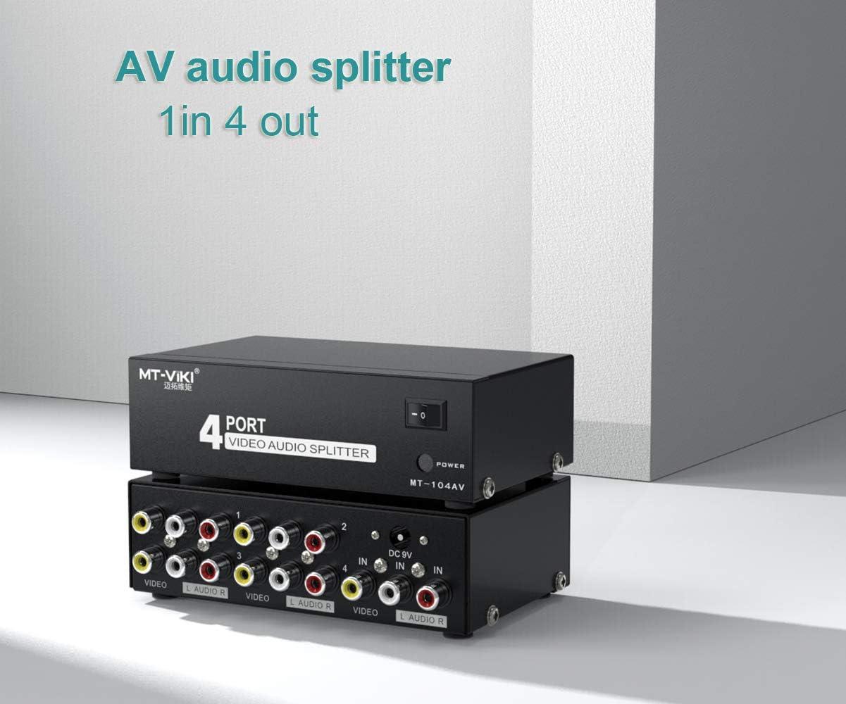 1080P AV RCA Splitter 1 in 4 out 1x4 Composite（104AV） - MT-VIKI
