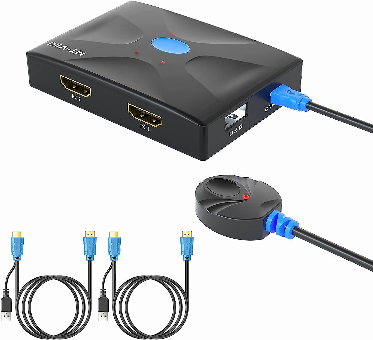 2 Port KVM Switch HDMI 4K@30Hz + Cables（HK02） - MT-VIKI