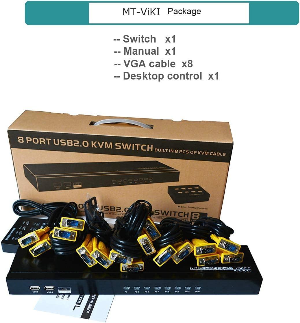 8 port USB VGA KVM switch Console + 8-pack Cables 1U Rackmount（801UK-L） - MT-VIKI
