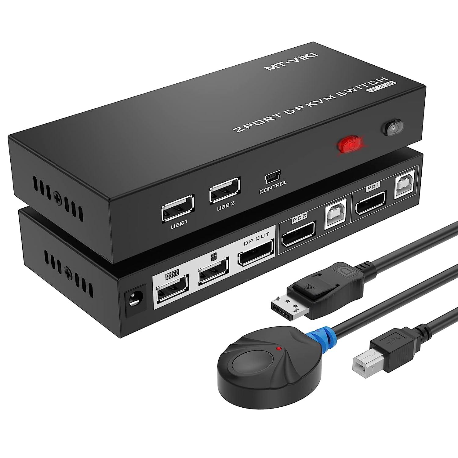 4 Port DP Displayport KVM Switch 4K@60Hz + Cables（PK401） - MT-VIKI
