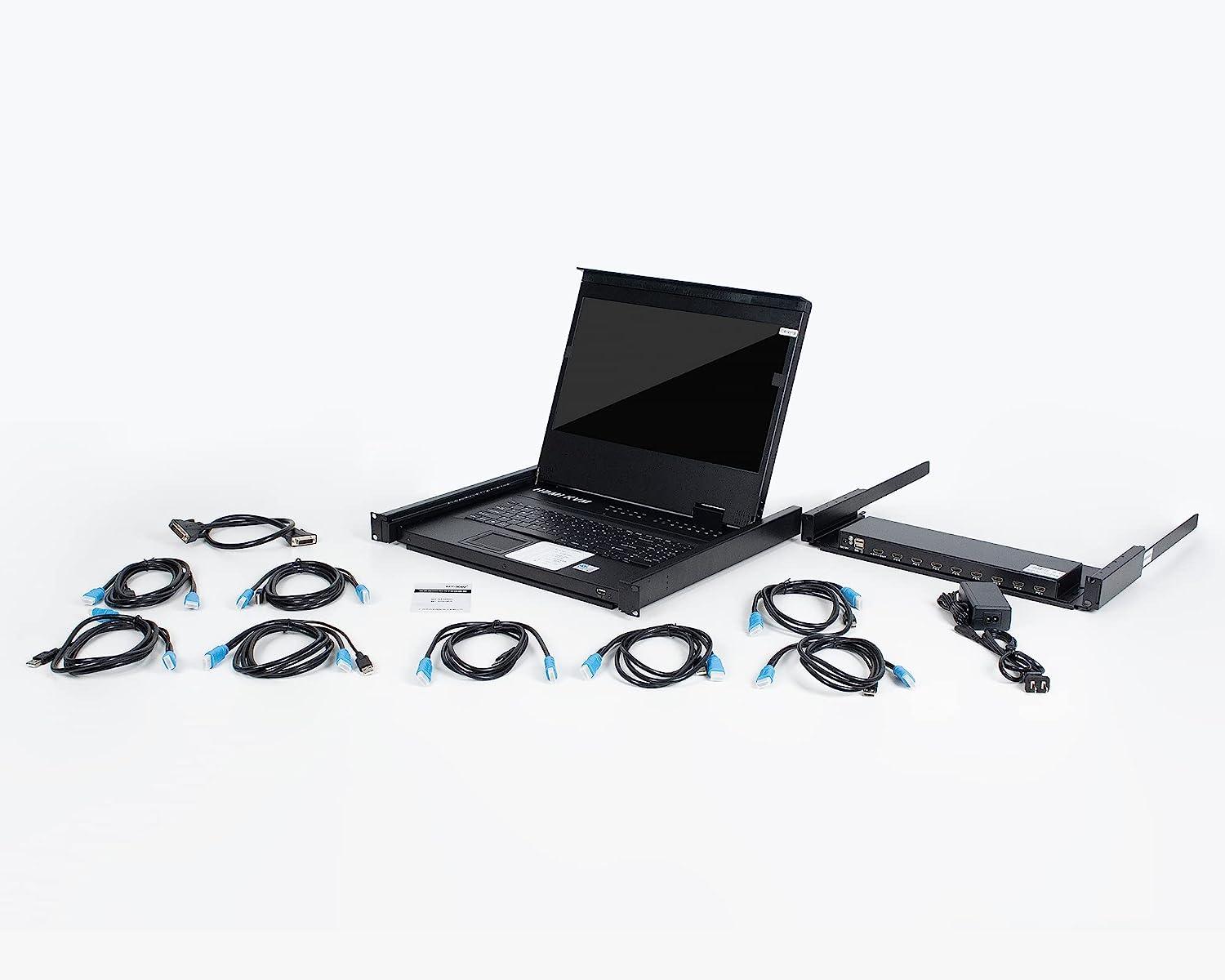 17" LCD KVM Console Switch Drawer 8 Port HDMI + Cables For 1U Rack（17308HL） - MT-VIKI