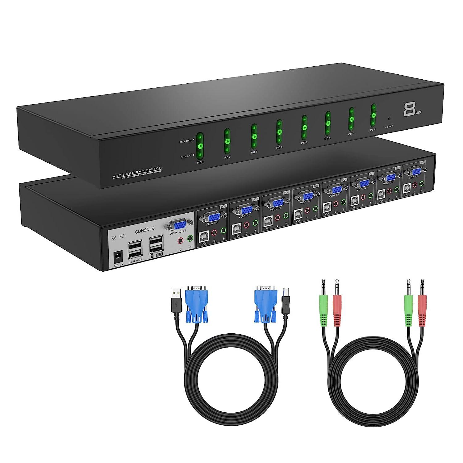 Industrial VGA KVM Switch Console 16 port + Cables, Hotkey/OSD/Daisy（1601VK） - MT-VIKI
