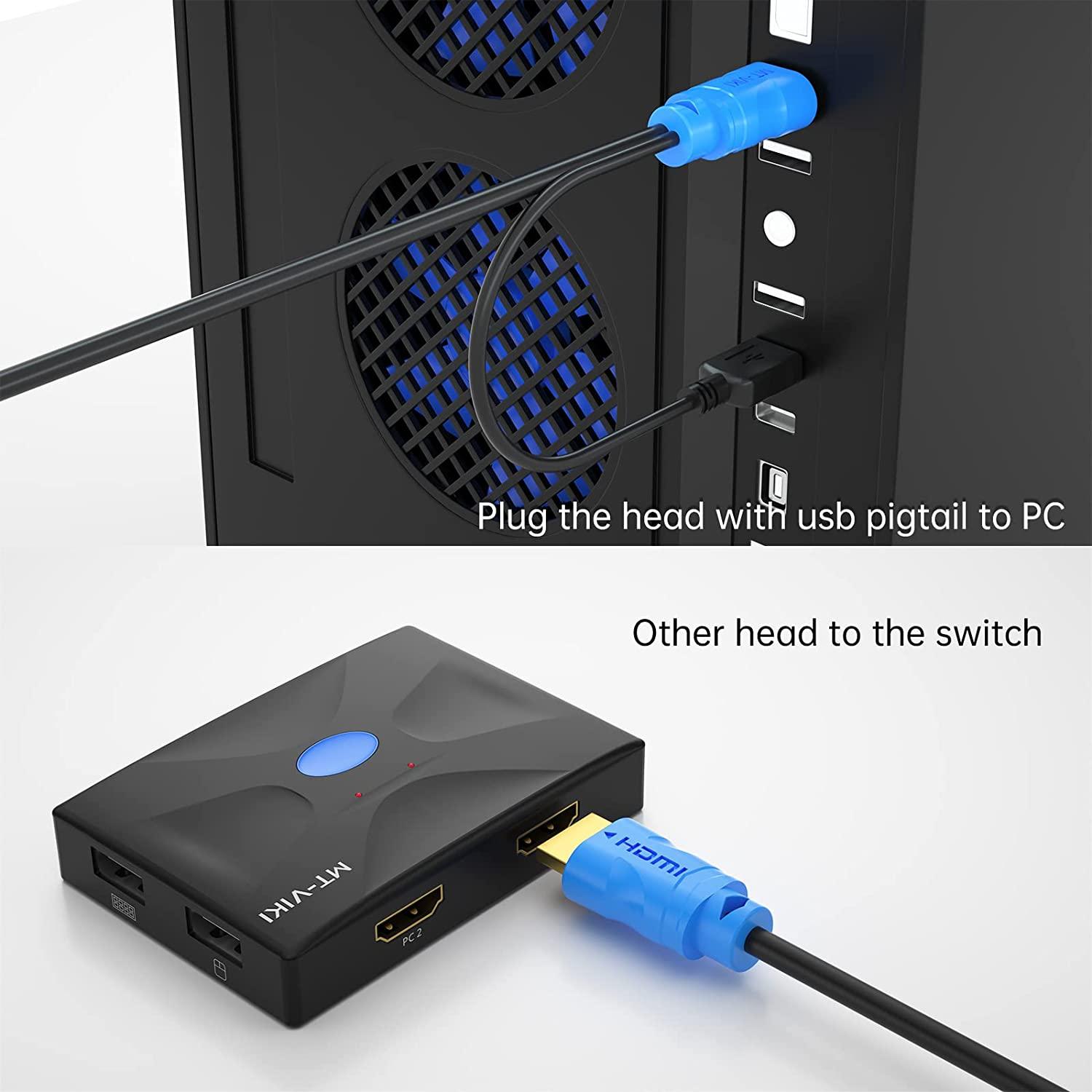USB HDMI KVM Switch Cable 1.8m/6ft 2in1 - MT-VIKI