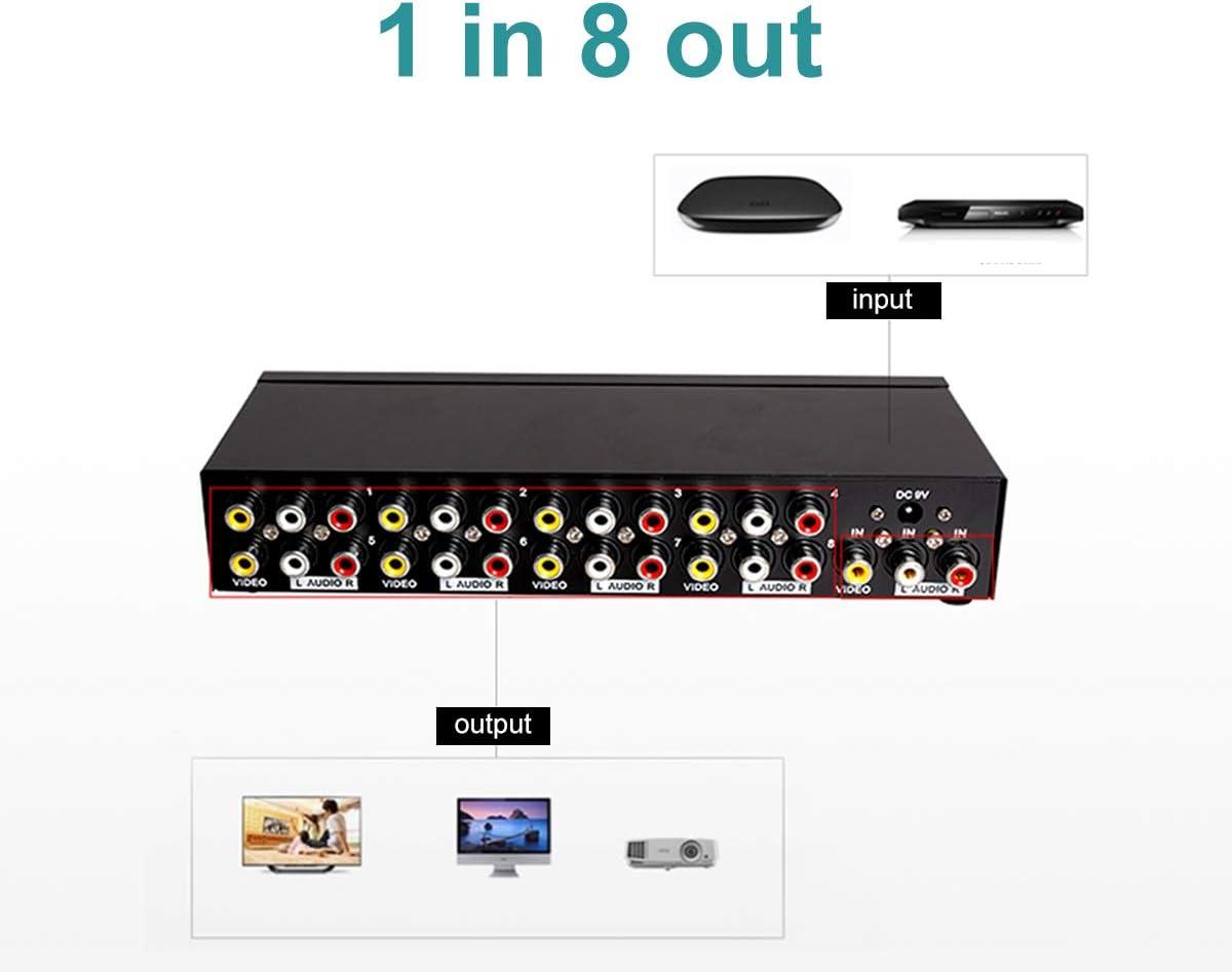 1080P AV RCA Splitter 1 in 8 out 1x8 Composite（108AV） - MT-VIKI