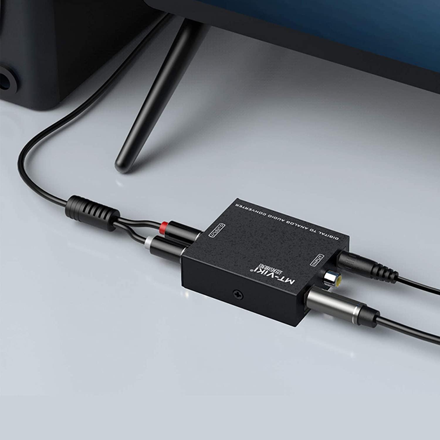 Toslink Coax to Stereo Audio Adapter &3.5mm, Digital to Analog Audio Converter（DA21） - MT-VIKI
