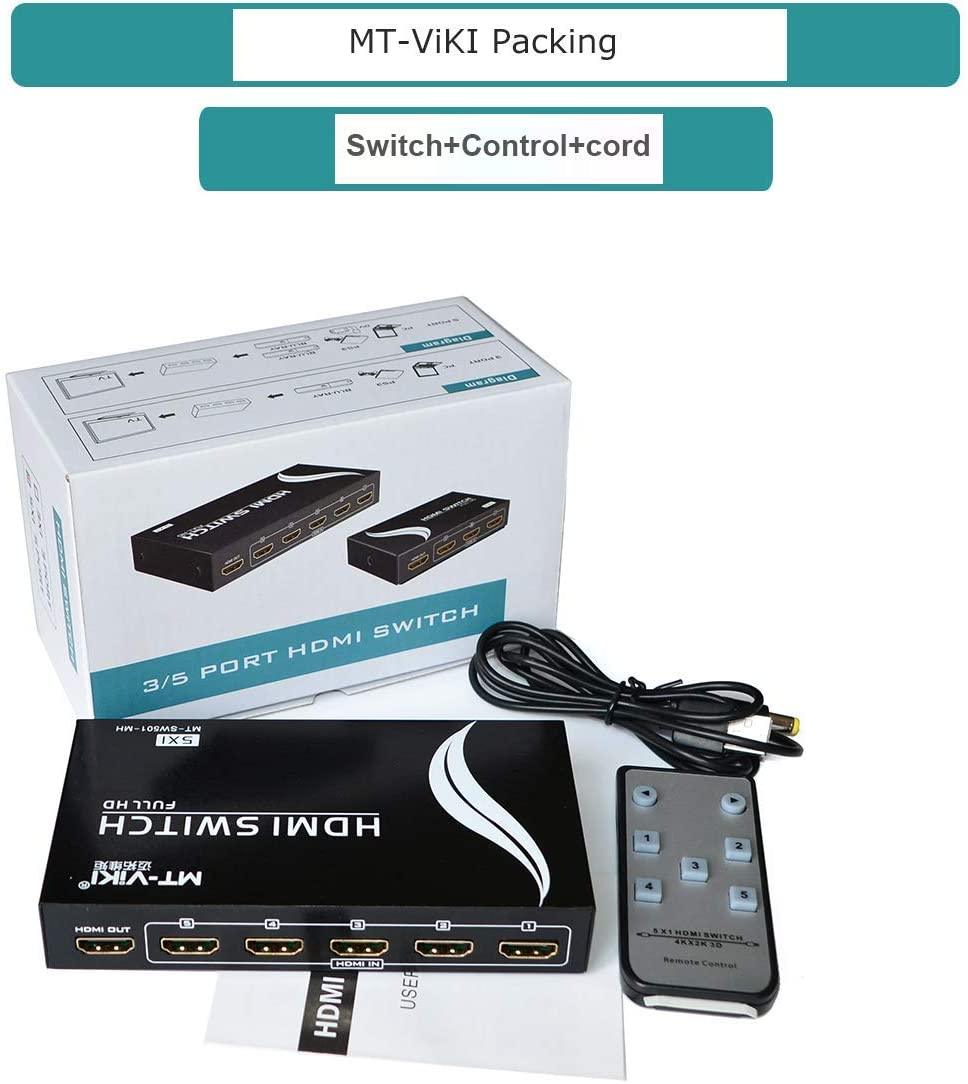 4K 30Hz 5 Port HDMI Switch Switcher 5 in 1 out Selector（SW501） - MT-VIKI