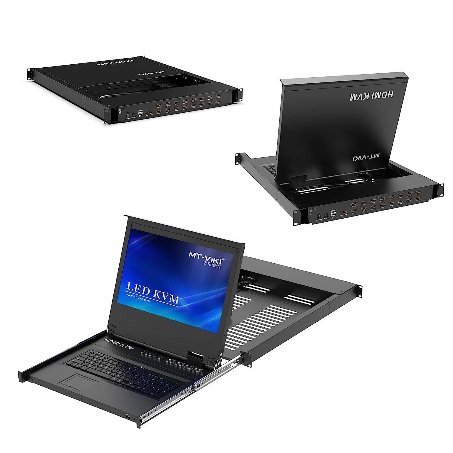 17" LCD KVM Console Switch Drawer 16 Port HDMI + Cables For 1U Rack（17316HL） - MT-VIKI