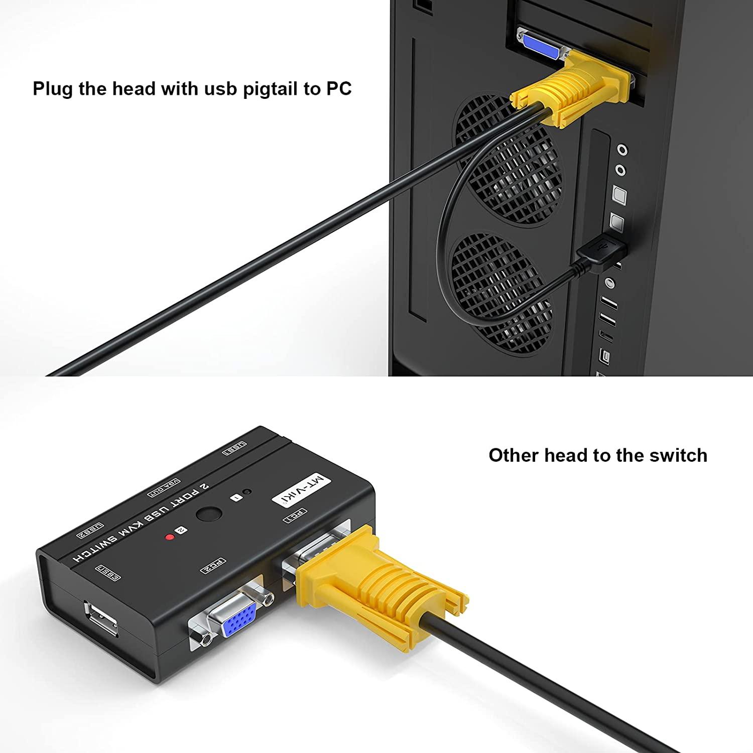 USB VGA KVM Switch Cable 3m (10ft) 2-in-1 - MT-VIKI