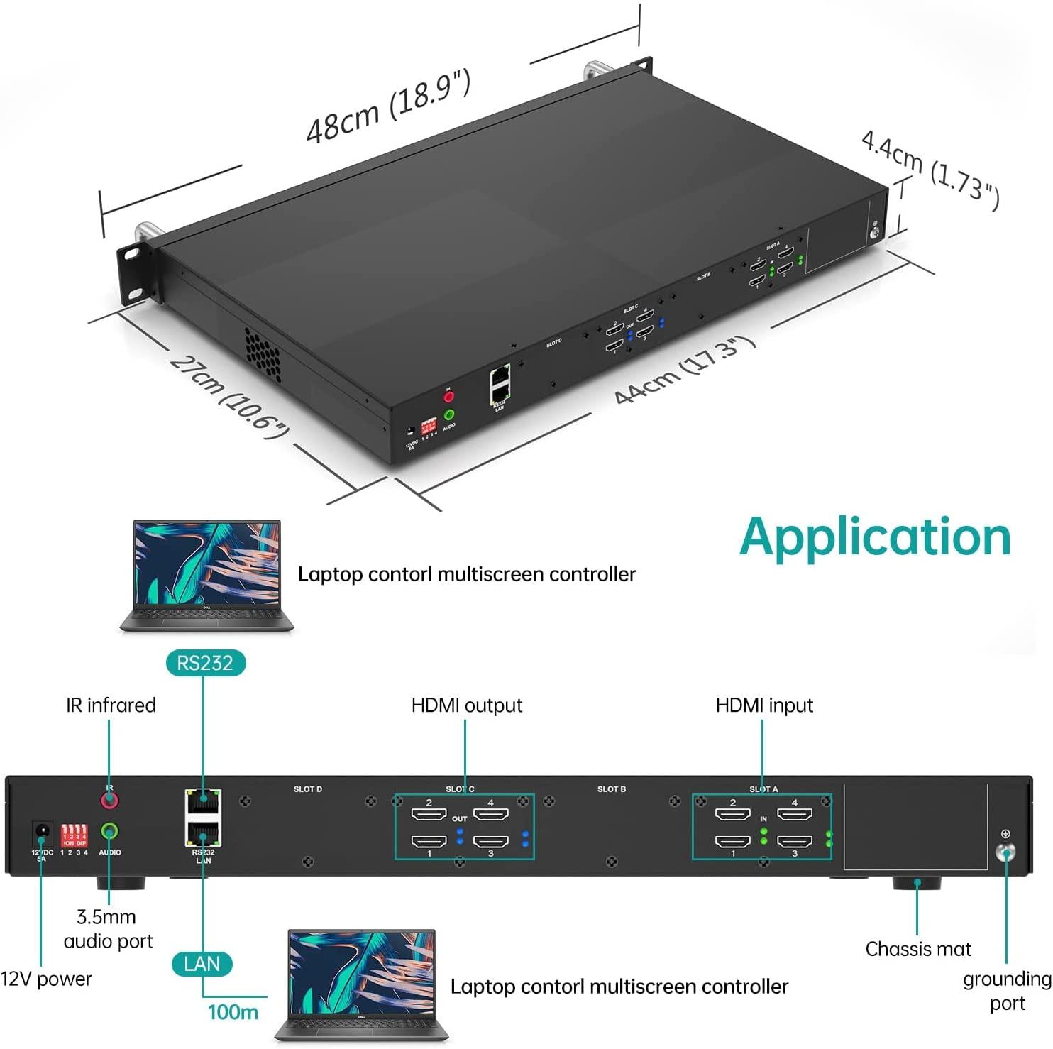Seamless Video Wall Processor 2x2 with PIP POP Support HDMI matrix 4 in 4 Out（DM0404） - MT-VIKI
