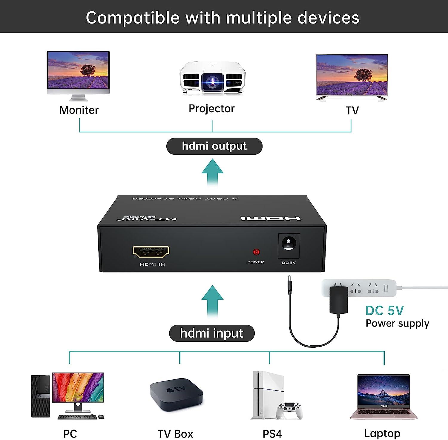 4K 30Hz HDMI Splitter 1 in 4 out 1x4（SP104M） - MT-VIKI