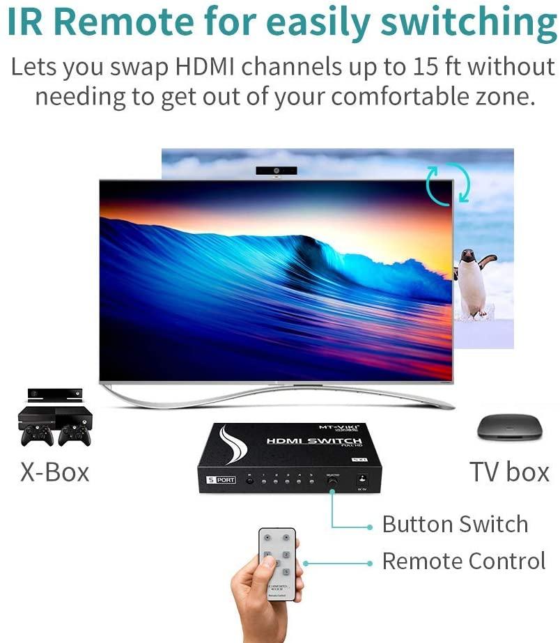 4K 30Hz 5 Port HDMI Switch Switcher 5 in 1 out Selector（SW501） - MT-VIKI