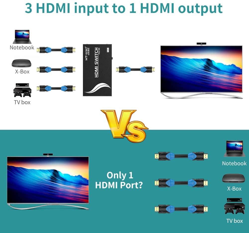 4K 30Hz 3 Port HDMI Switch Switcher 3 in 1 out Selector（SW301） - MT-VIKI