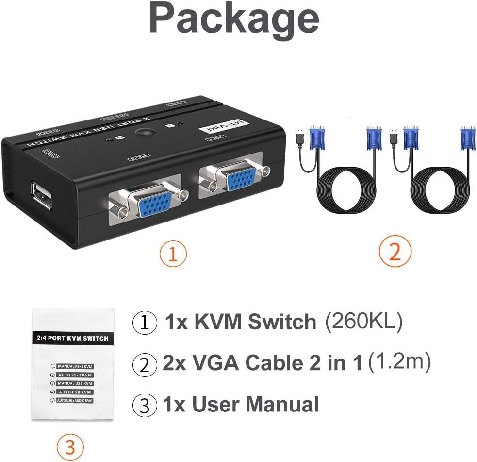 2 Port Desktop USB VGA KVM Switch VGA + Cables (2in1)（260KL） - MT-VIKI