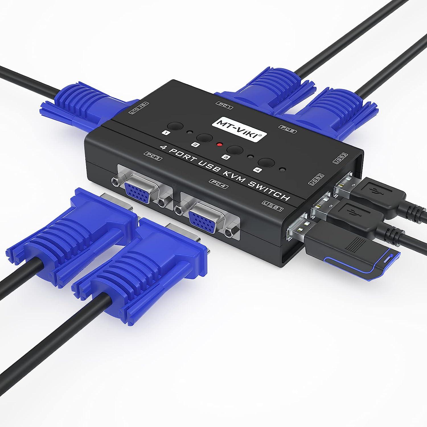 4 Port Desktop KVM Switch VGA + Cables（460KL） - MT-VIKI