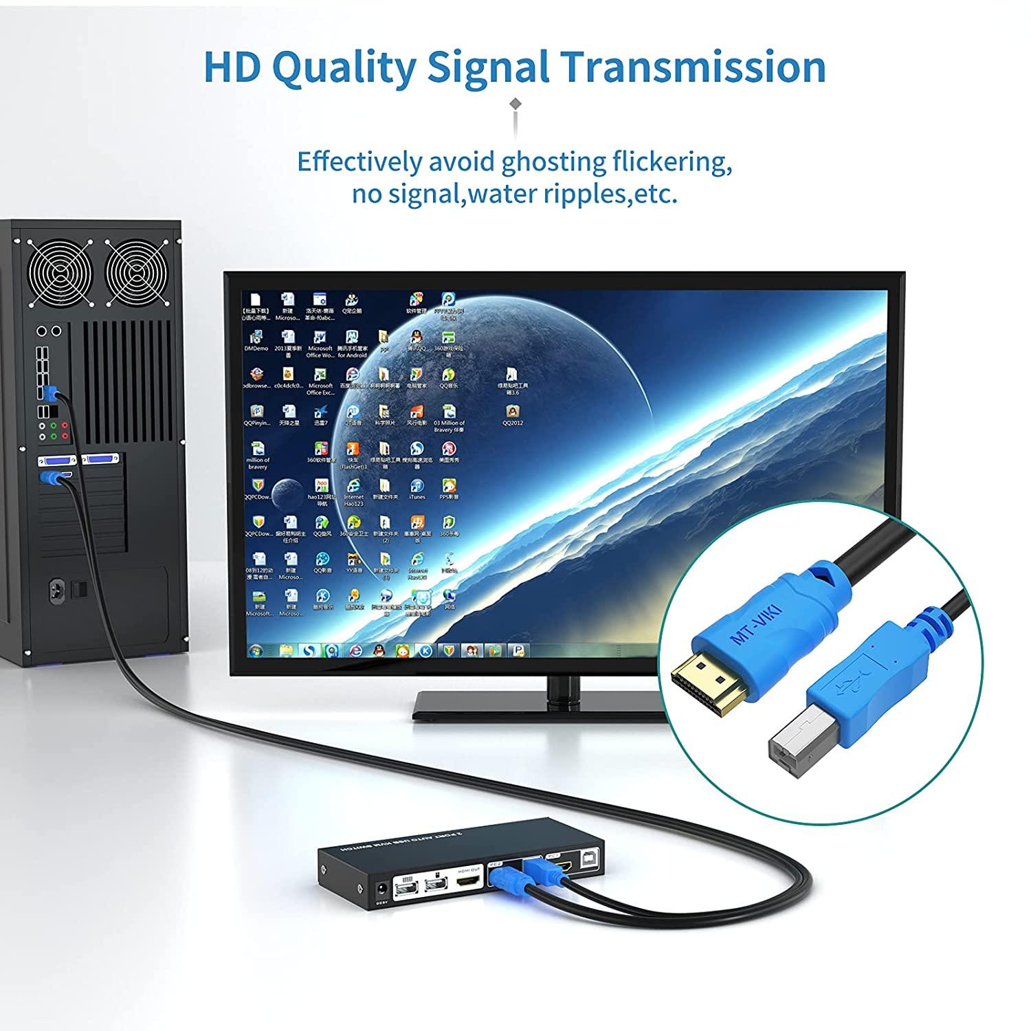 USB HDMI KVM Switch Cable 3m/10ft 2in1 - MT-VIKI