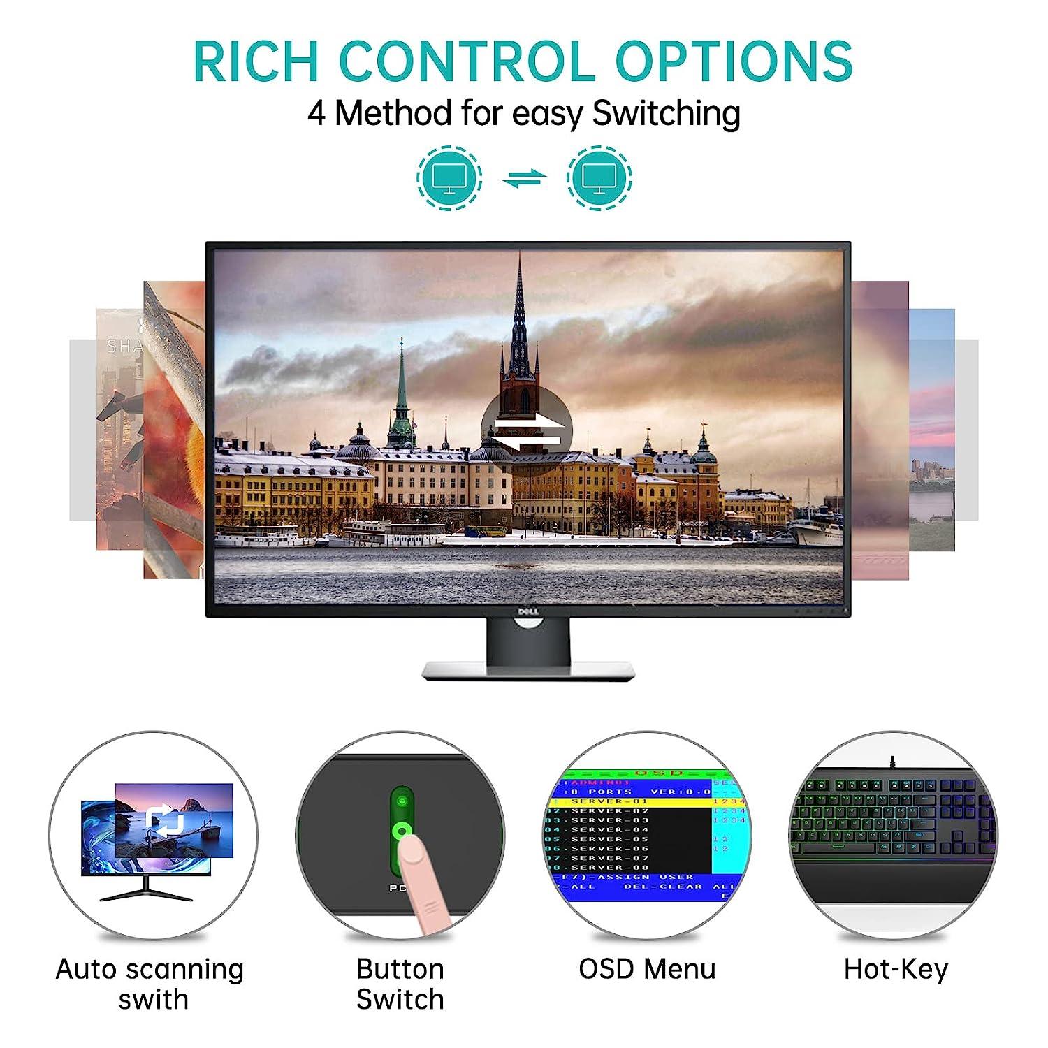 Industrial VGA KVM Switch Console 16 port + Cables, Hotkey/OSD/Daisy（1601VK） - MT-VIKI