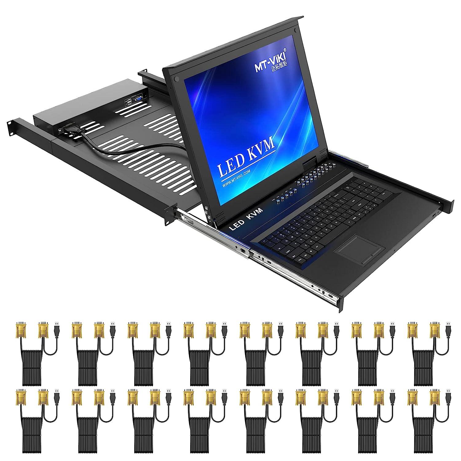 16 Port 17" IP LCD KVM Console Switch Drawer VGA + Cables For 1U Rack（1716UL-IP） - MT-VIKI