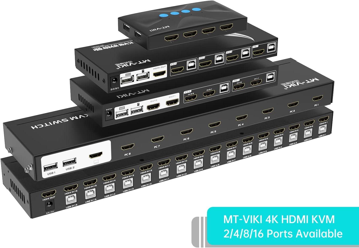 8 Port KVM Switch HDMI 4K@30Hz + Cables for 1U Rack（801HK-C） - MT-VIKI