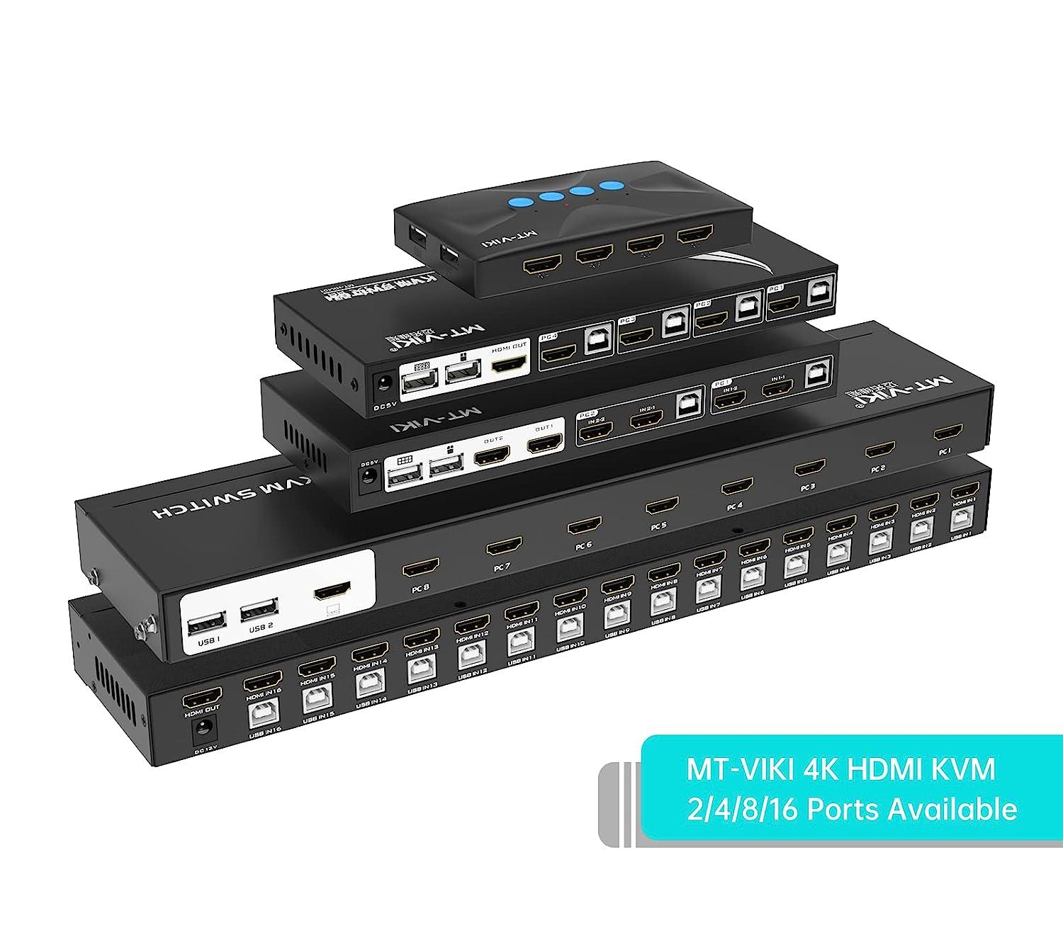 16 Port KVM Switch HDMI 4K@30Hz + Cables for 1U Rack（1601HK-C） - MT-VIKI