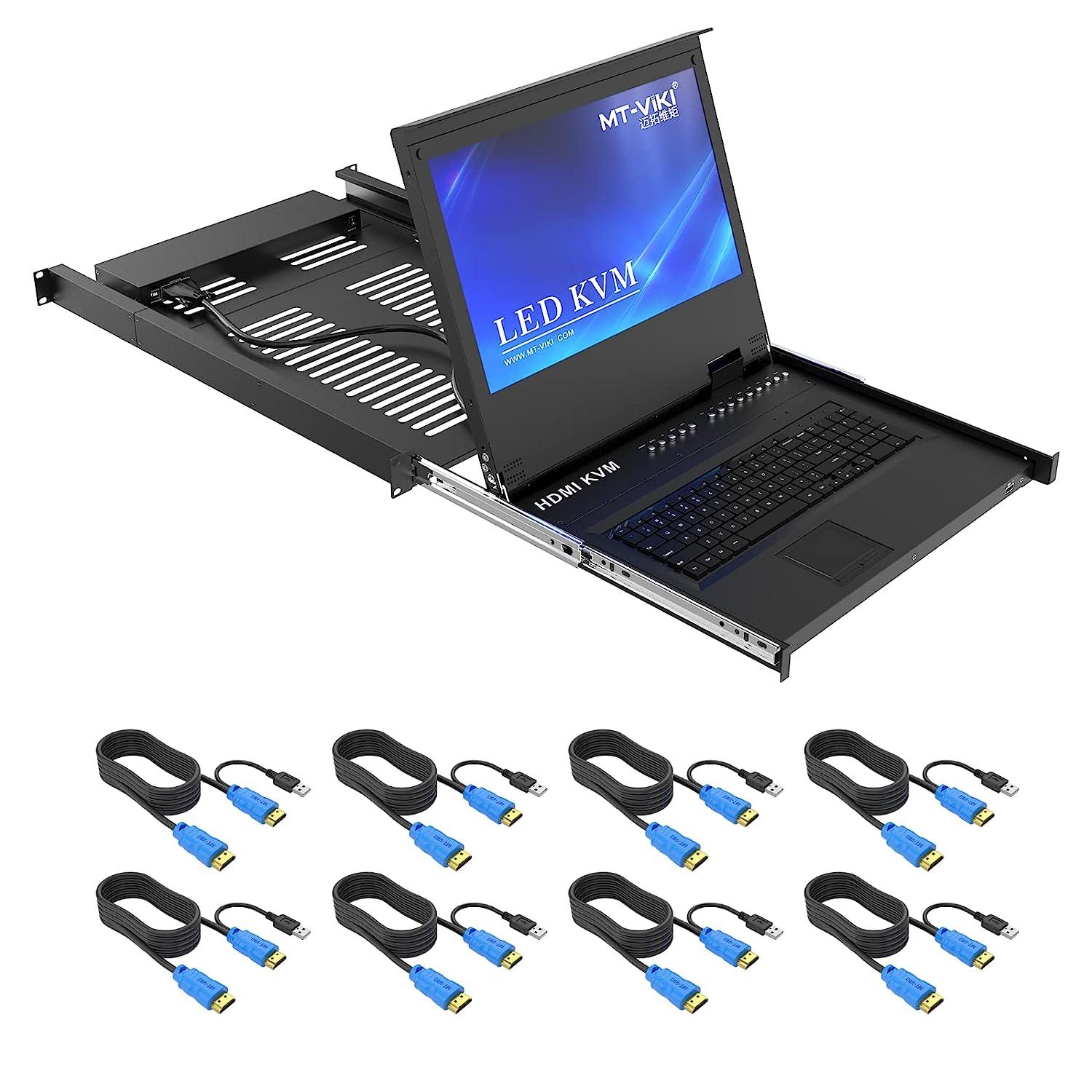 17" LCD KVM Console Switch Drawer 8 Port HDMI + Cables For 1U Rack（17308HL） - MT-VIKI