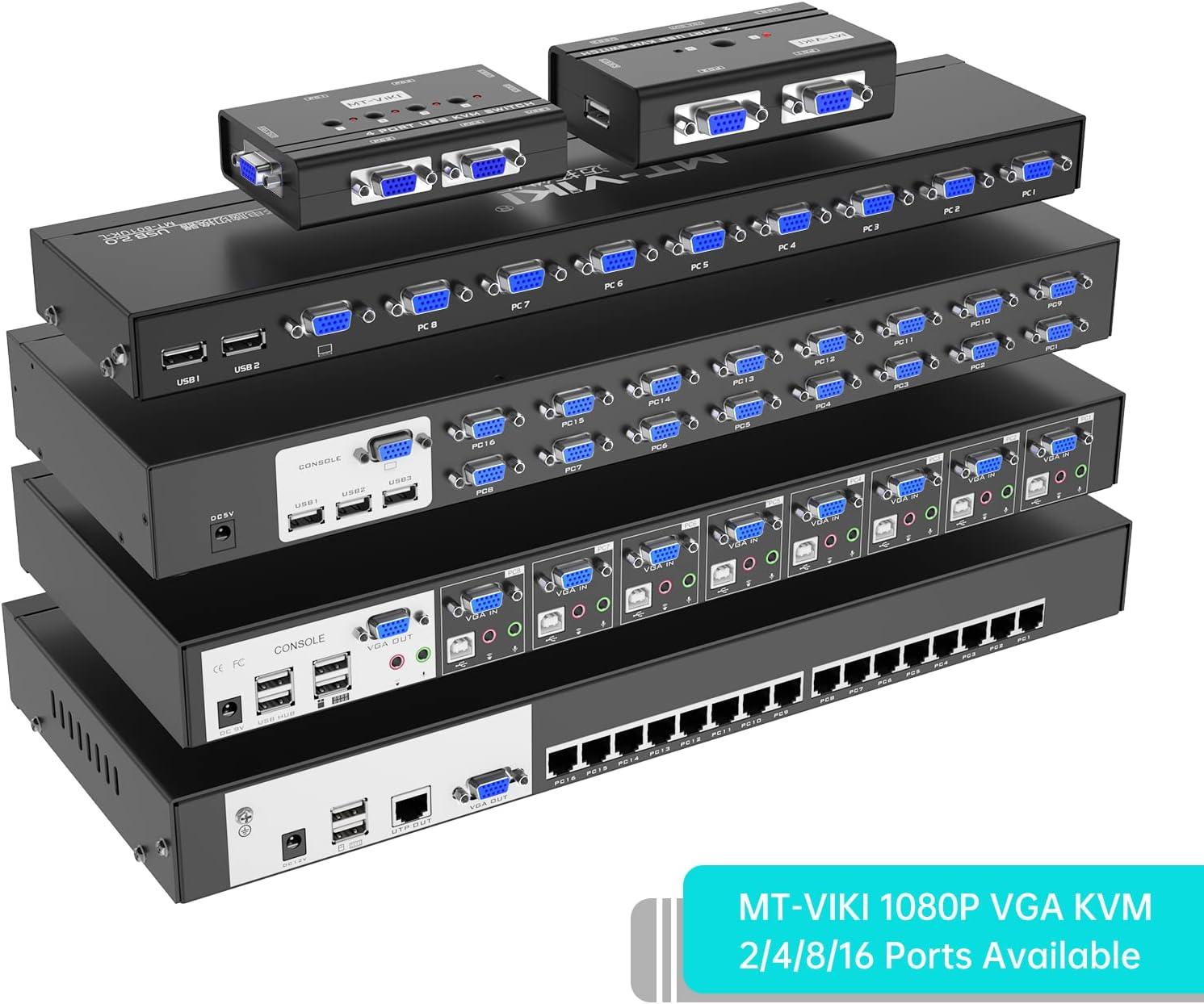 16 port KVM switch Console VGA + Cables 1U Rackmount（1601UK-CH） - MT-VIKI