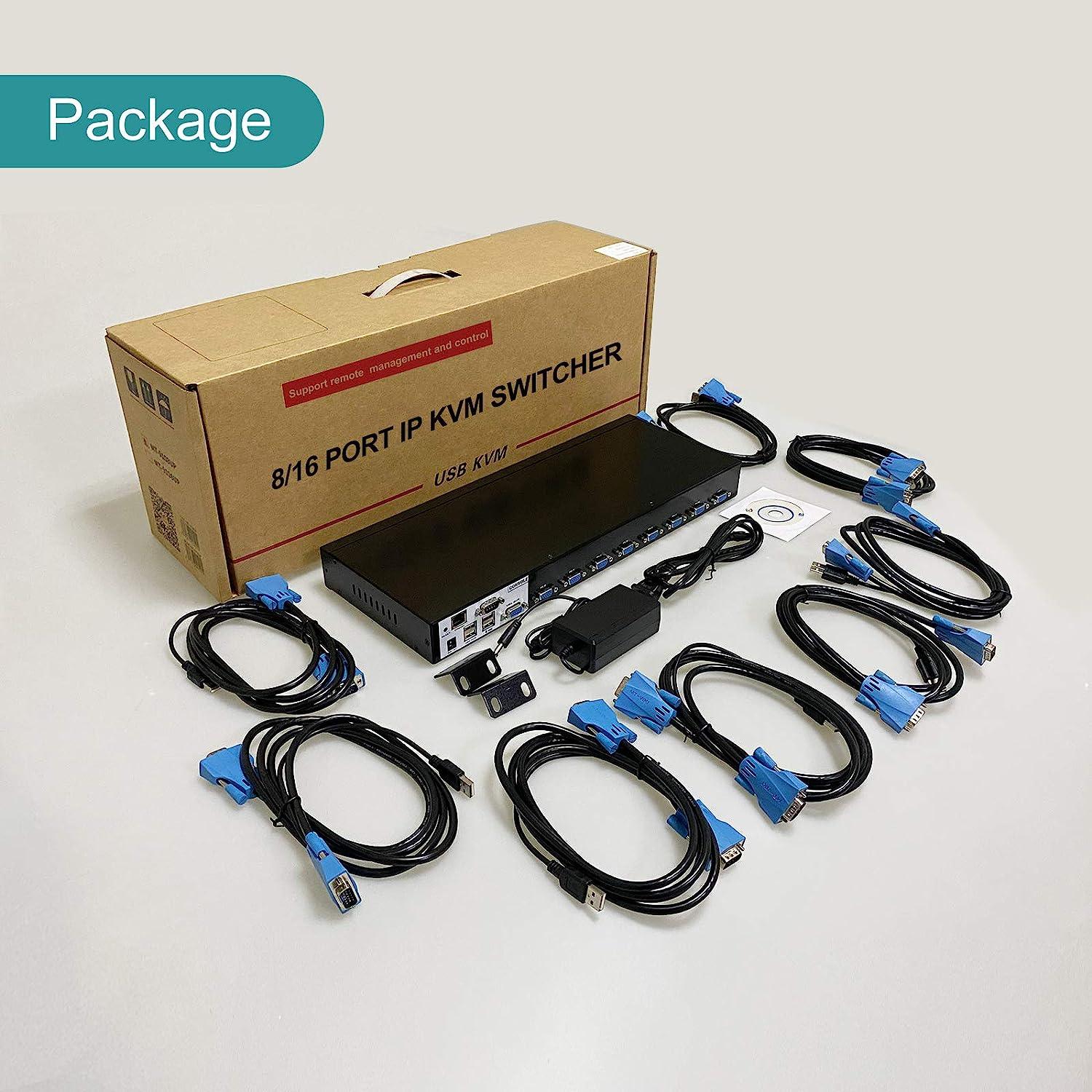 8 Port IP Access KVM Console Switch VGA + Cables, Support Web Control/OSD/hotkey（9108UP） - MT-VIKI