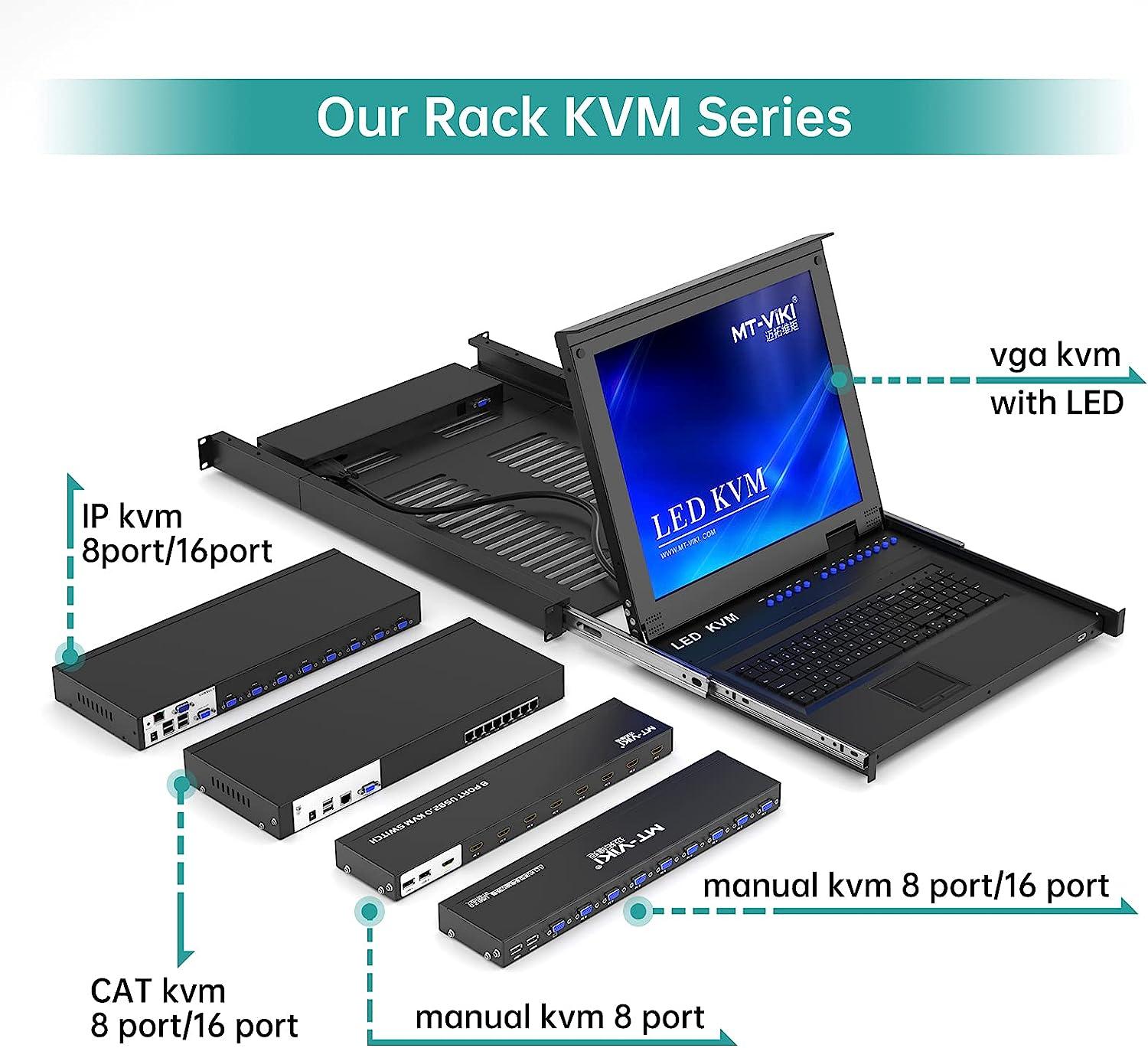 8 Port KVM Switch HDMI 4K@30Hz + Cables for 1U Rack（801HK-C） - MT-VIKI