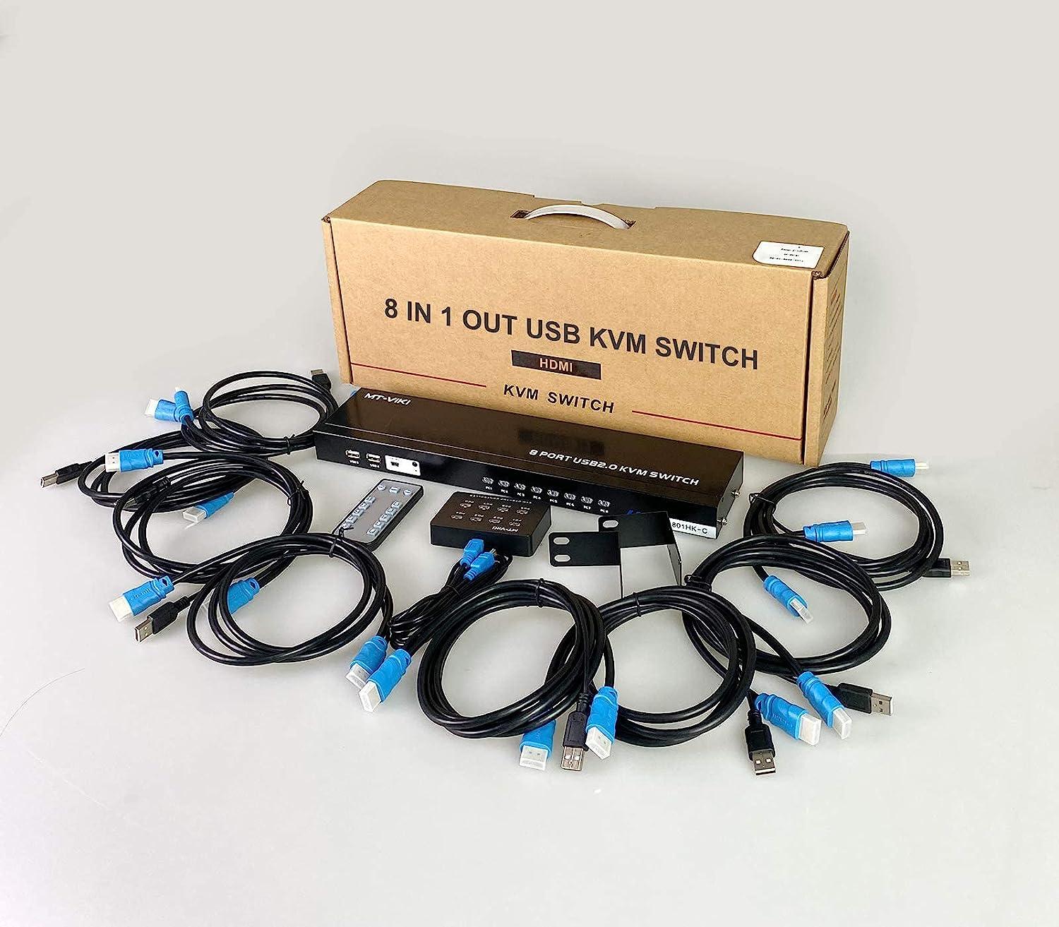 8 Port KVM Switch HDMI 4K@30Hz + Cables for 1U Rack（801HK-C） - MT-VIKI