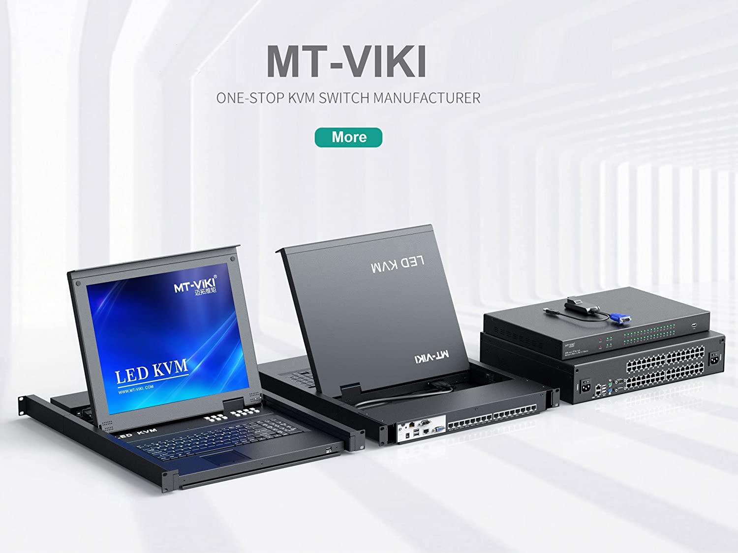 8 Port 17" IP LCD KVM Console Switch Drawer VGA + Cables For 1U Rack（1708UL-IP） - MT-VIKI