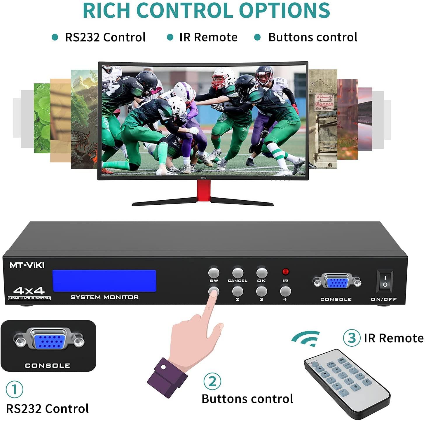 HDMI Matrix 4x4 4K@30Hz Matrix Switcher 4 in 4 out（HD44L） - MT-VIKI