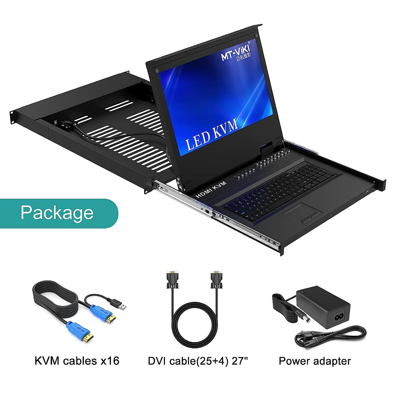 17" LCD KVM Console Switch Drawer 16 Port HDMI + Cables For 1U Rack（17316HL） - MT-VIKI