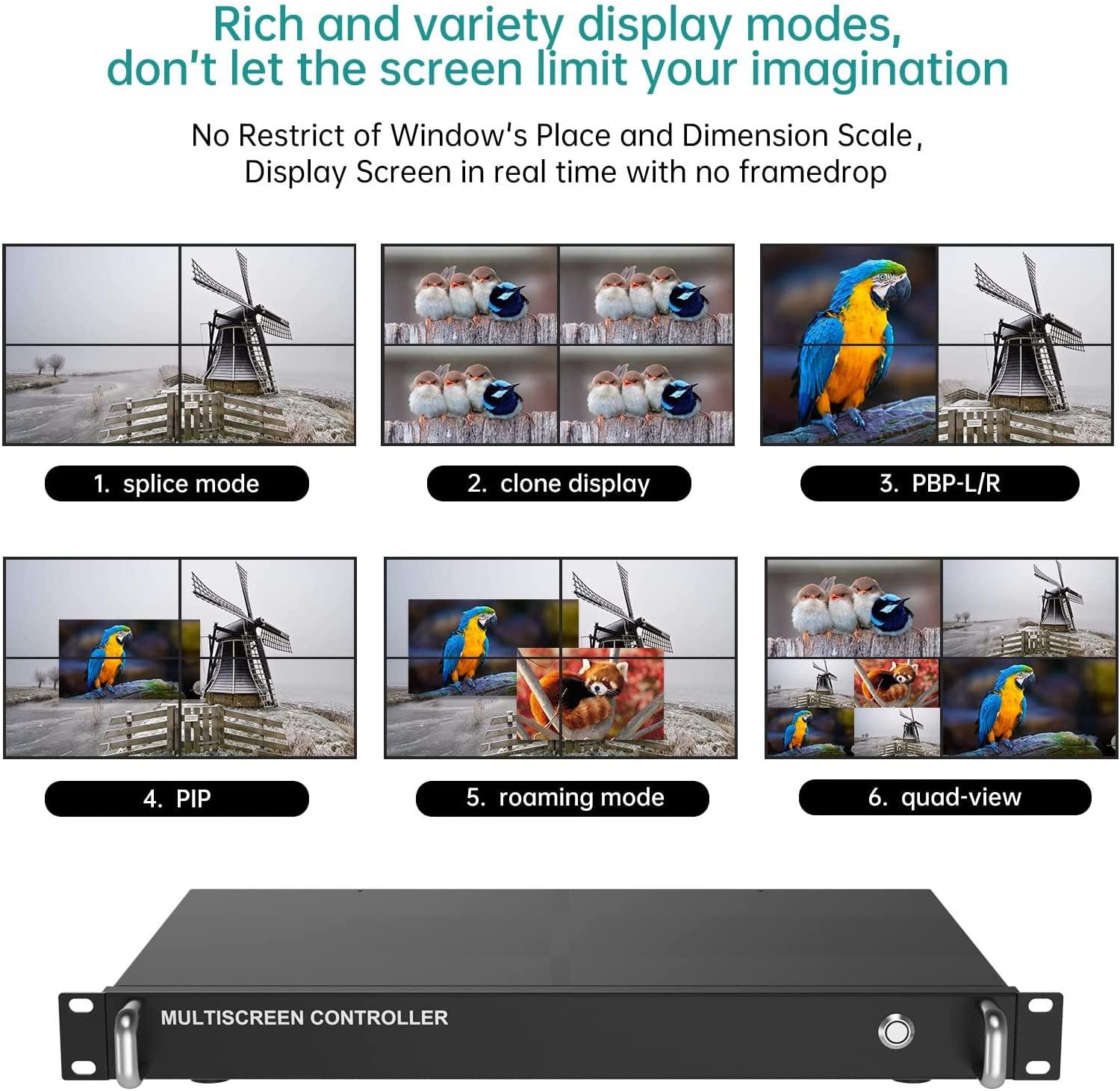 Seamless Video Wall Processor 2x2 with PIP POP Support HDMI matrix 4 in 4 Out（DM0404） - MT-VIKI