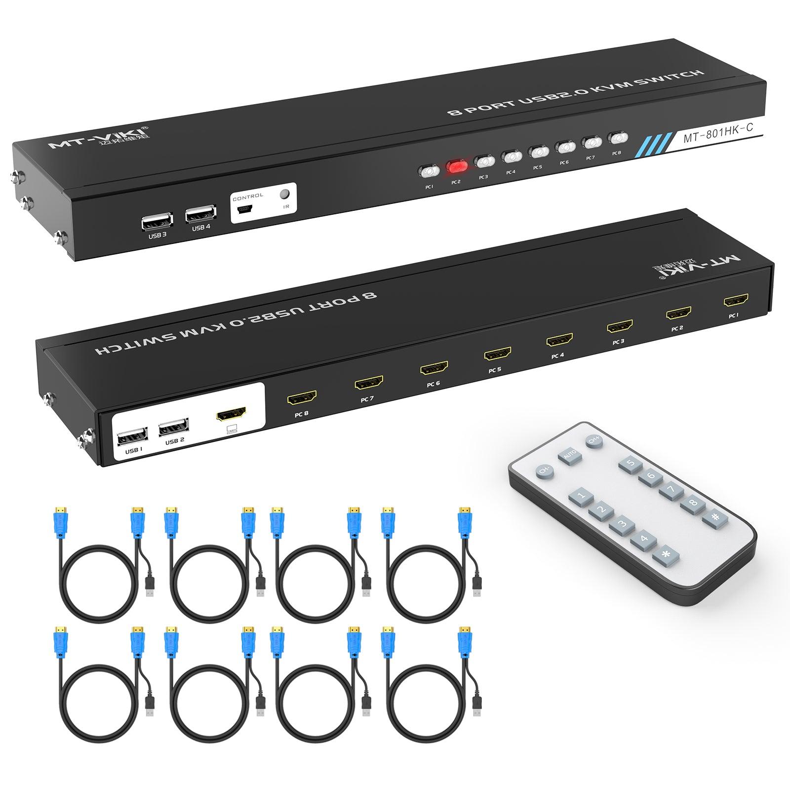 8 Port KVM Switch HDMI 4K@30Hz + Cables for 1U Rack（801HK-C） - MT-VIKI