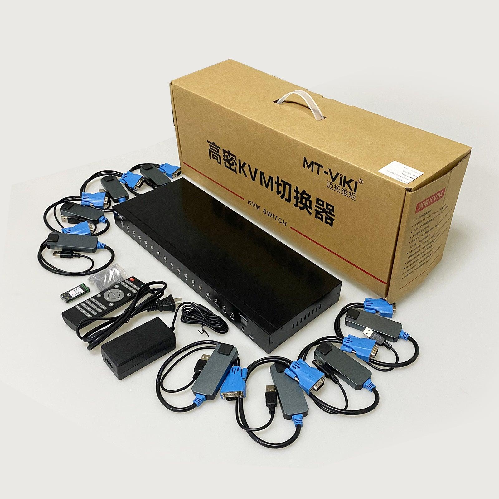 32 port USB VGA KVM Switch over Cat6 + USB VGA to RJ45 Adapter (9132MS) - MT-VIKI