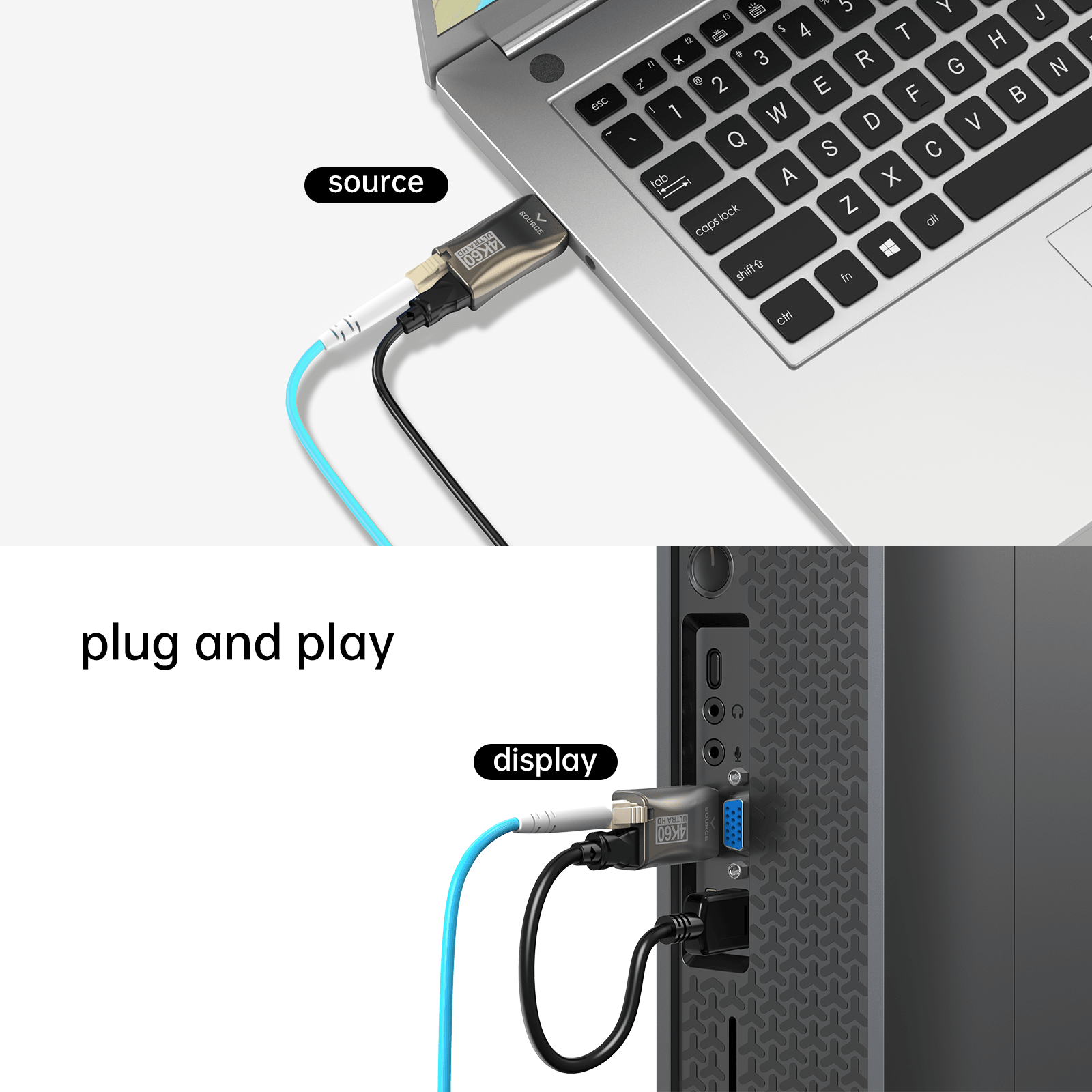 4K HDMI Extender over Multi-mode LC Fiber Optic Cable, Up to 300m (1000ft), 4K@60Hz, 18Gbps（ED03H） - MT-VIKI