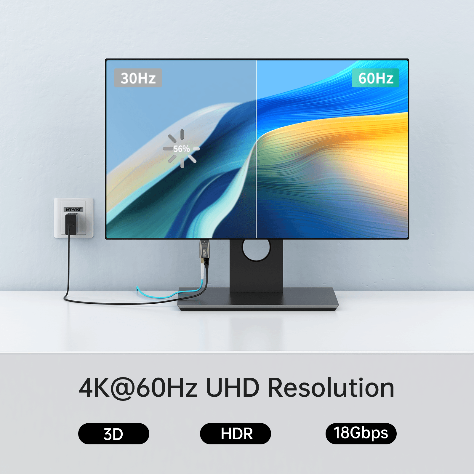 4K HDMI Extender over Multi-mode LC Fiber Optic Cable, Up to 300m (1000ft), 4K@60Hz, 18Gbps（ED03H） - MT-VIKI