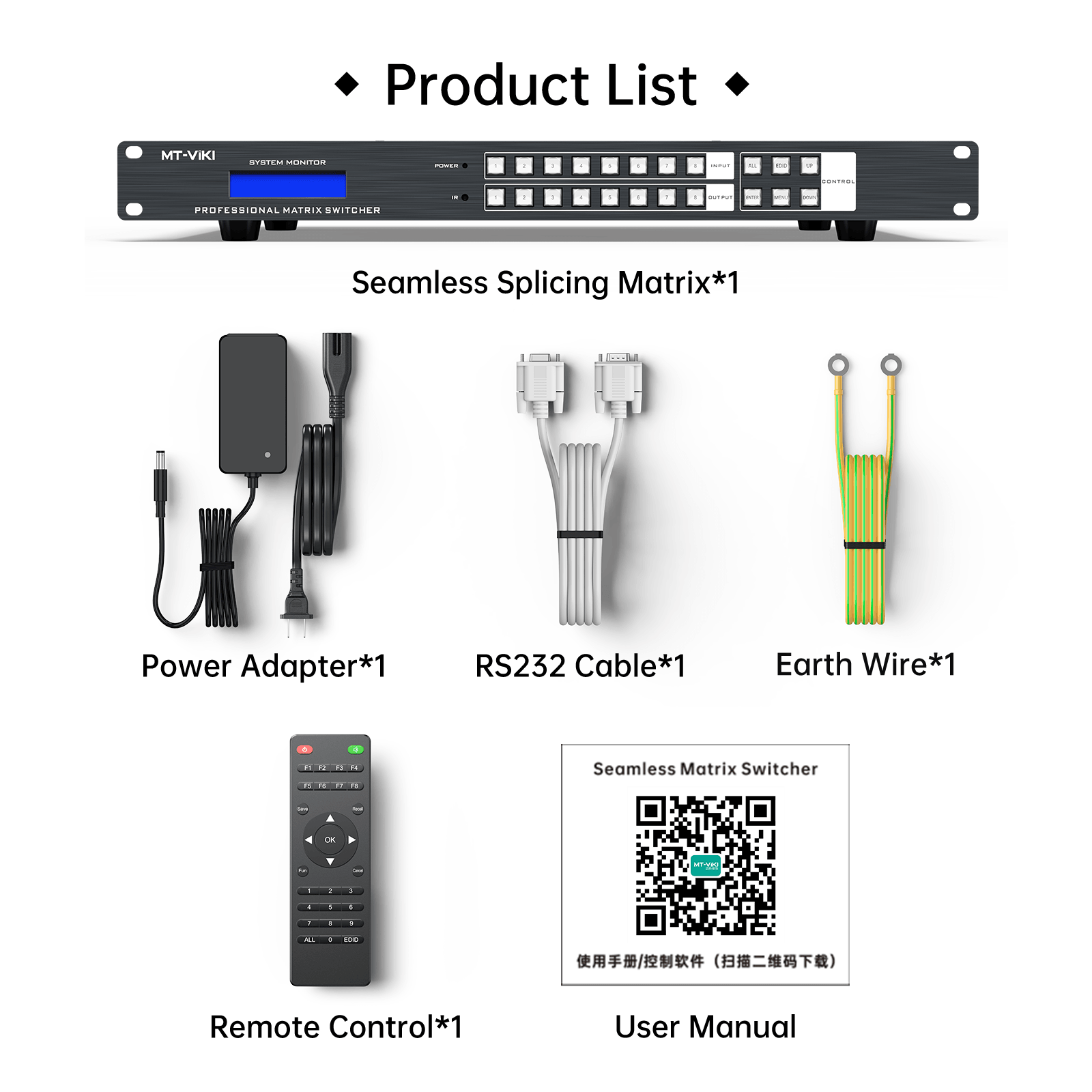 4K@60Hz Video Wall Controller 4x2 Seamless 8x8 HDMI Matrix Switcher（H2M88H） - MT-VIKI