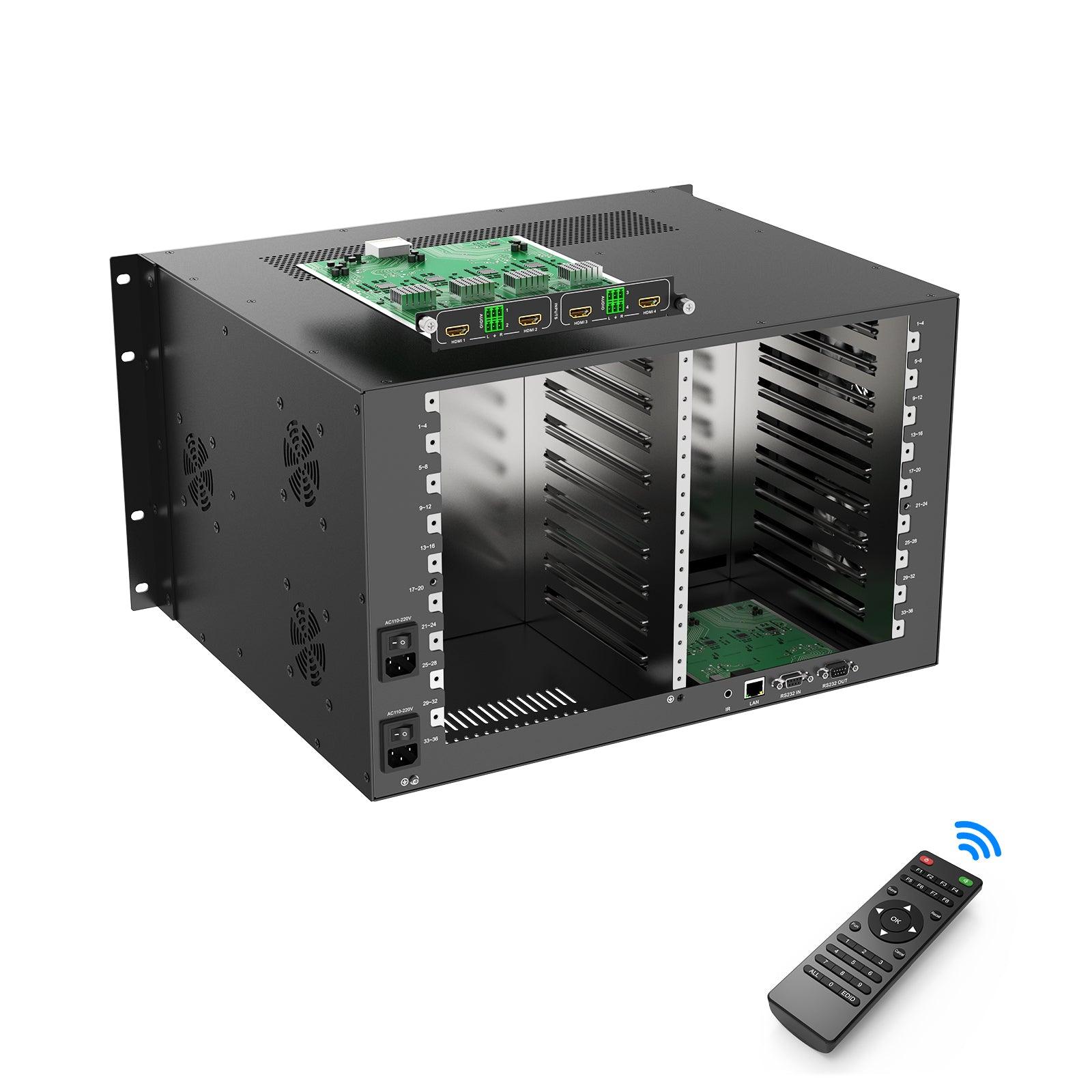 Slot-in Hybrid Matrix Switcher 36X36 4K60hz Seamless with Splicing Mode 6.5U（HC3636） - MT-VIKI