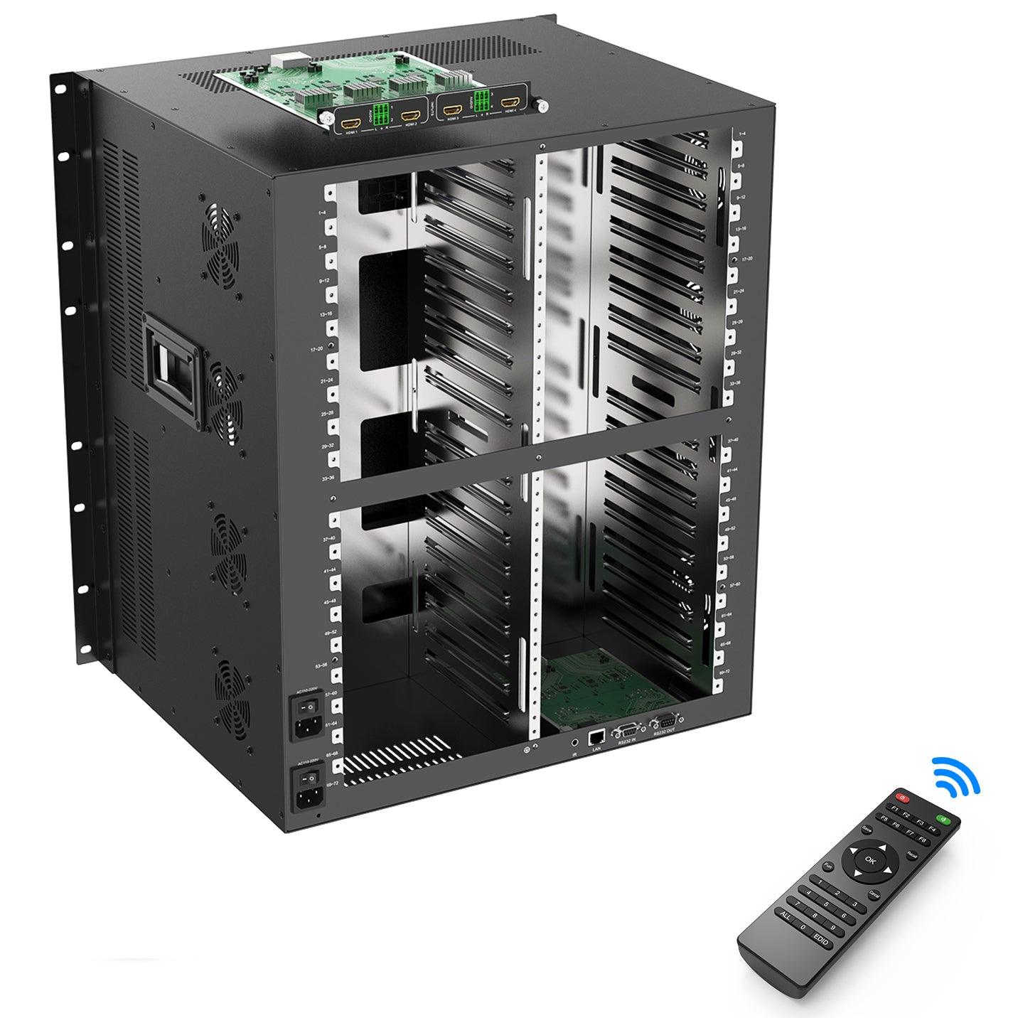 Slot-in Hybrid Matrix Switcher 72X72 4K60hz Seamless with Splicing Mode 12U（HC7272） - MT-VIKI