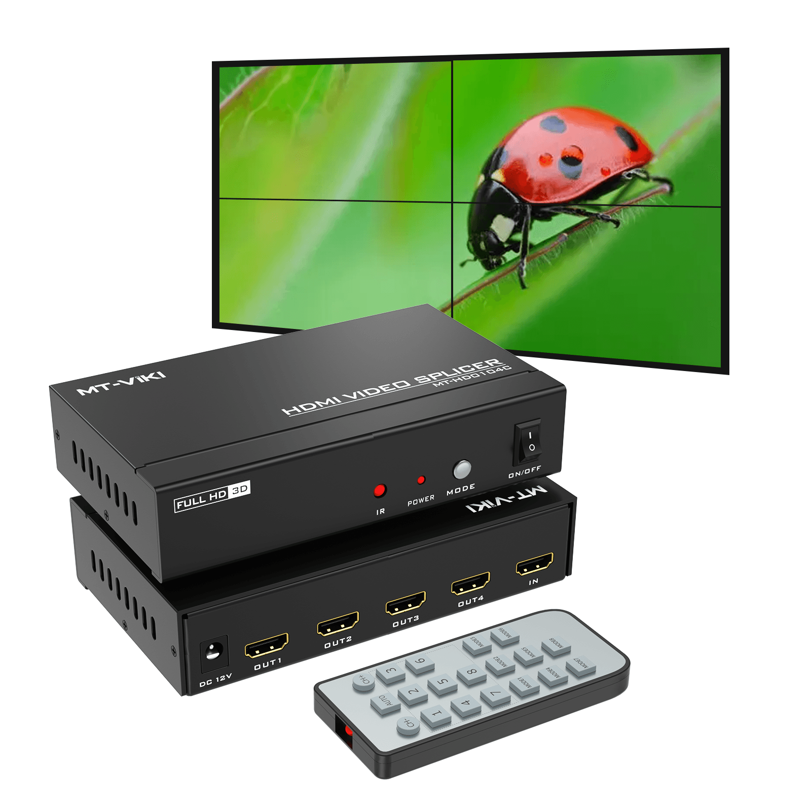 4K Video Wall Controller 2x2, Support 4K 30Hz HDMI Output and Input for 4 TV Splicing Display（HD0104C） - MT-VIKI