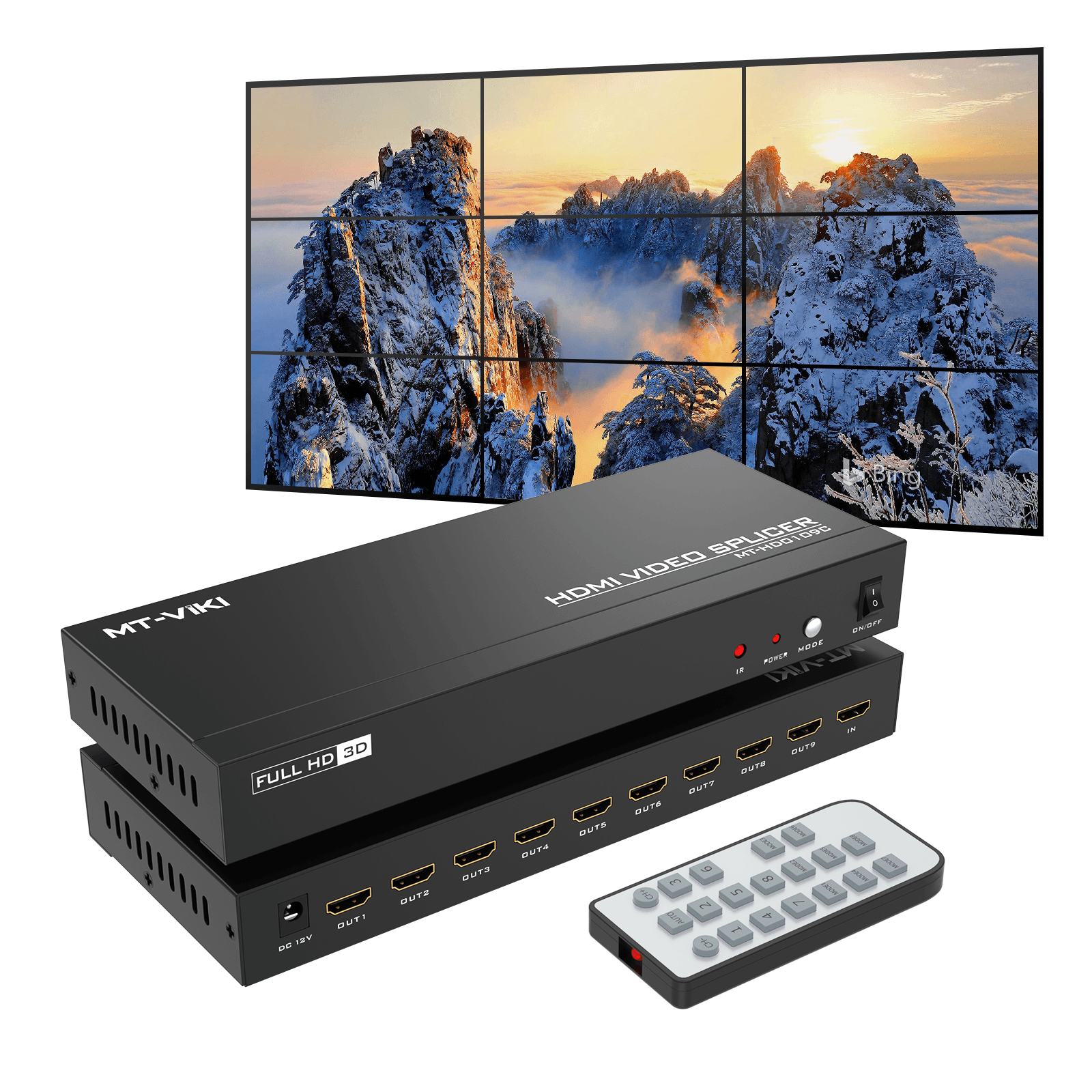 Video Wall Controller 3x3, HDMI Video Wall Support UHD 4K for 9 TV Splicing Display（HD0109C） - MT-VIKI